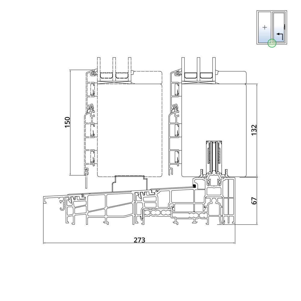 Hebeschiebetür Idealu IV92 mit 67mm Schwelle