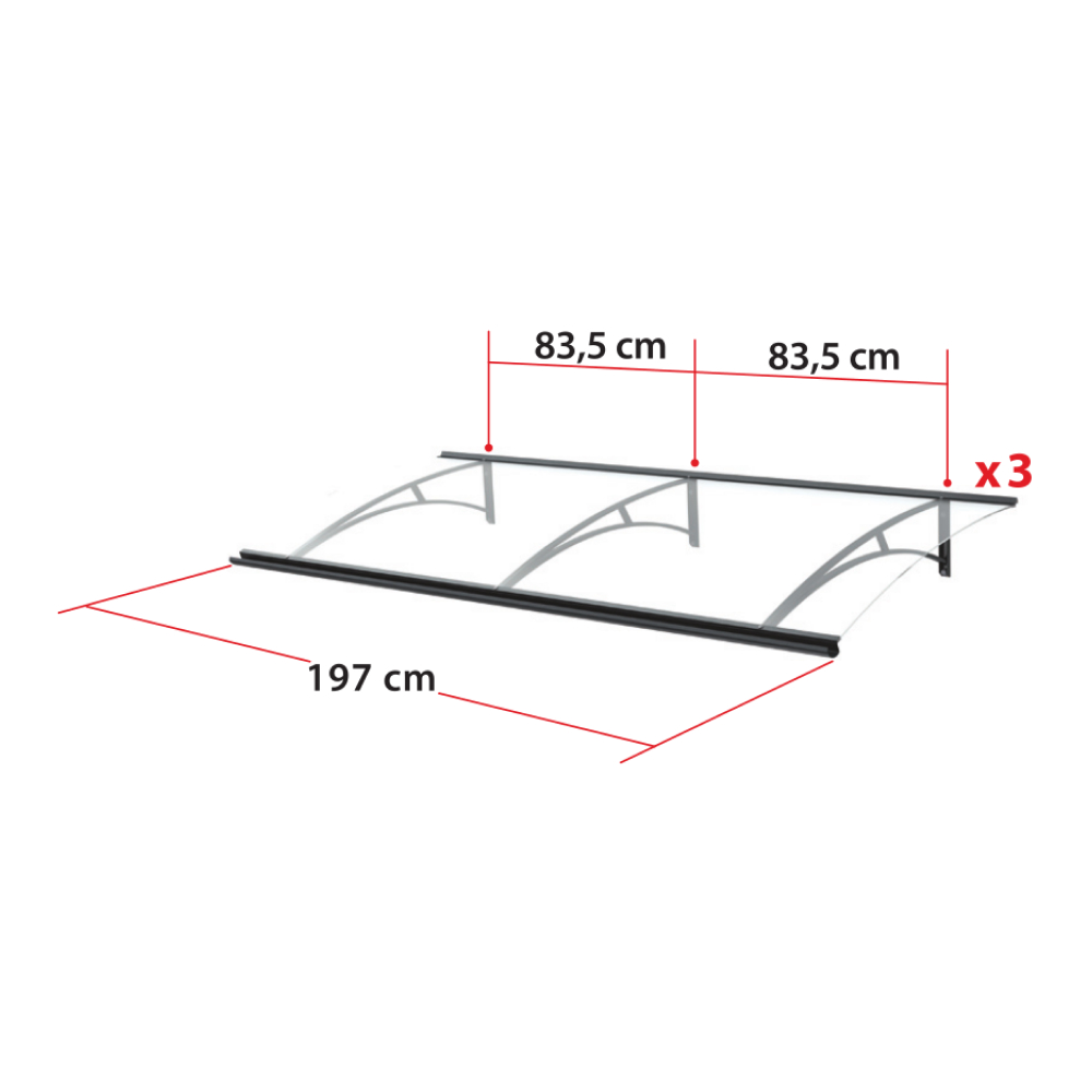 Vordach Wels Maße – 197 cm Breite