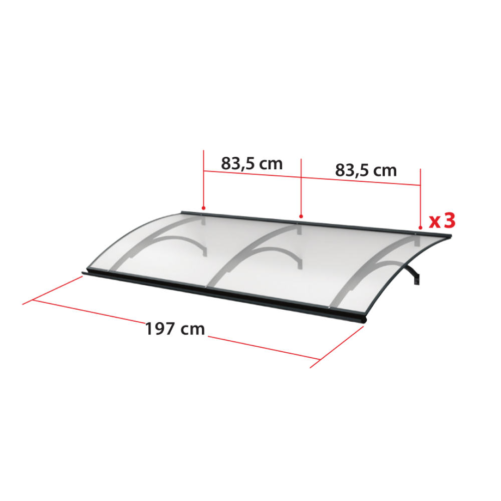 Vordach Linz Maße – 197 cm Breite